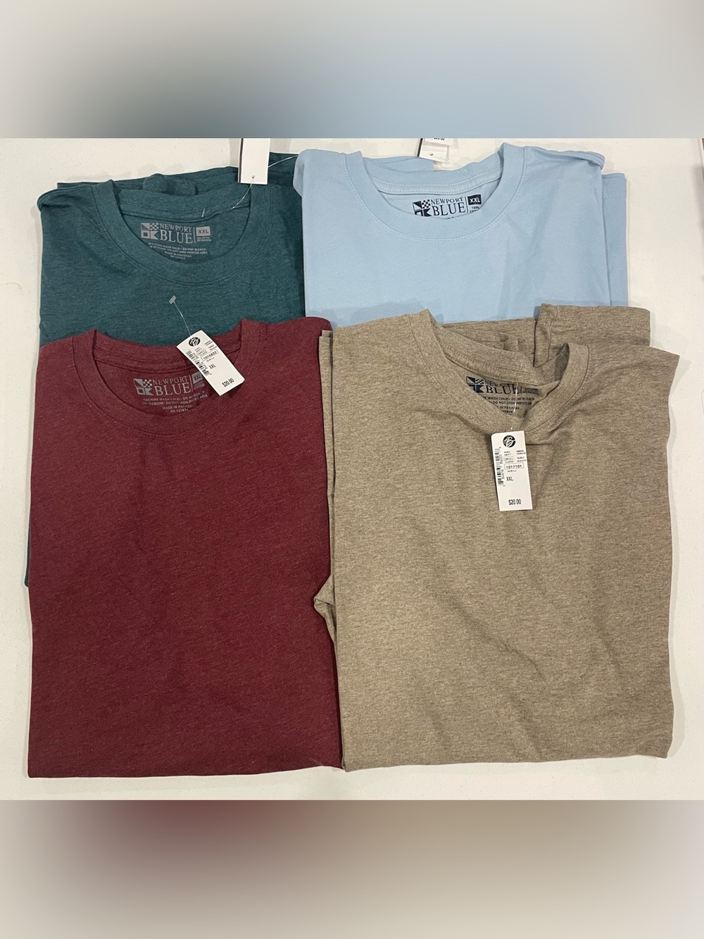 Lot of 4 Men’s Newport Blue plain tshirt new with tags XXL